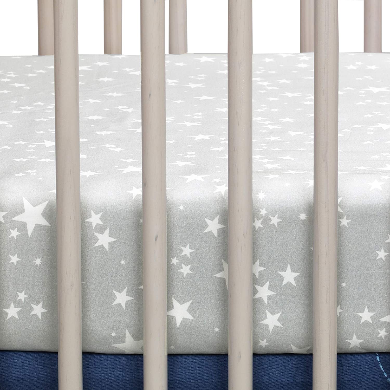 Lambs & Ivy Milky Way Space Galaxy 4-Piece Baby Nursery Crib Bedding Set - Blue/Gray - Image 5